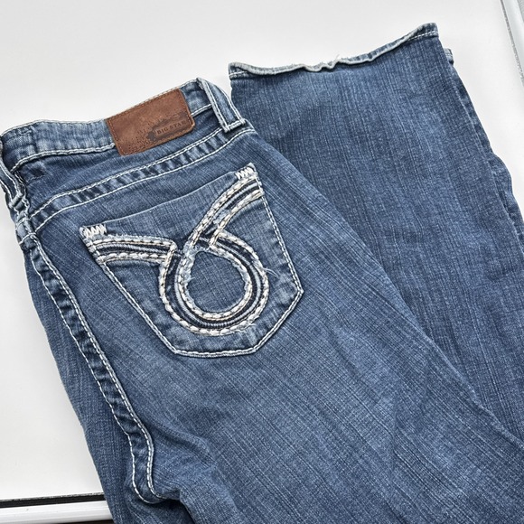 Big Star Maddie Boot Blue Jeans Womens 29L (FITS 32 X 34) Thick Stitch Stretch - Picture 1 of 12